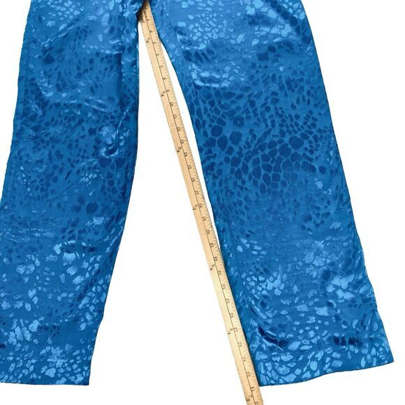 Zara Pants Womens Size XS Blue Jacquard Textured High Waisted Straight Leg Party - Picture 14 of 16